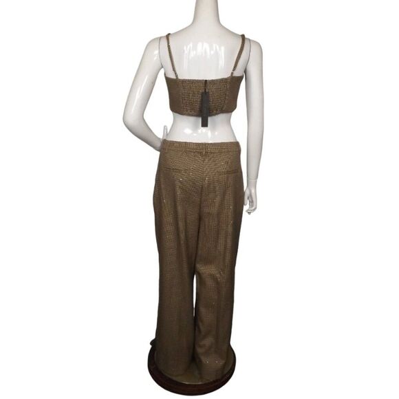 new HOUSE OF HARLOW 2pc Set/Outfit, L, Baggy Pants/Crop Top, Light Sequins,Tweed - Picture 4 of 14
